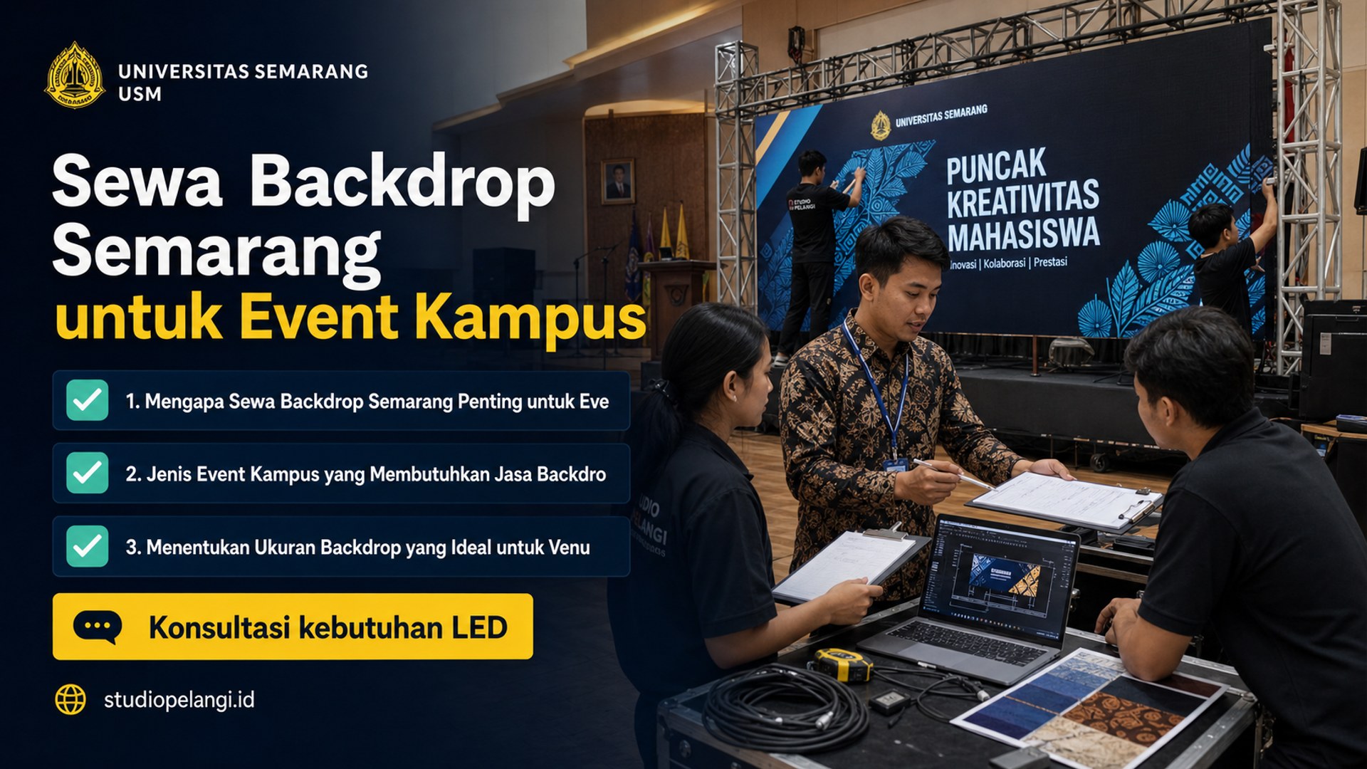 jasa live streaming semarang - Sewa Backdrop Semarang untuk Event Kampus