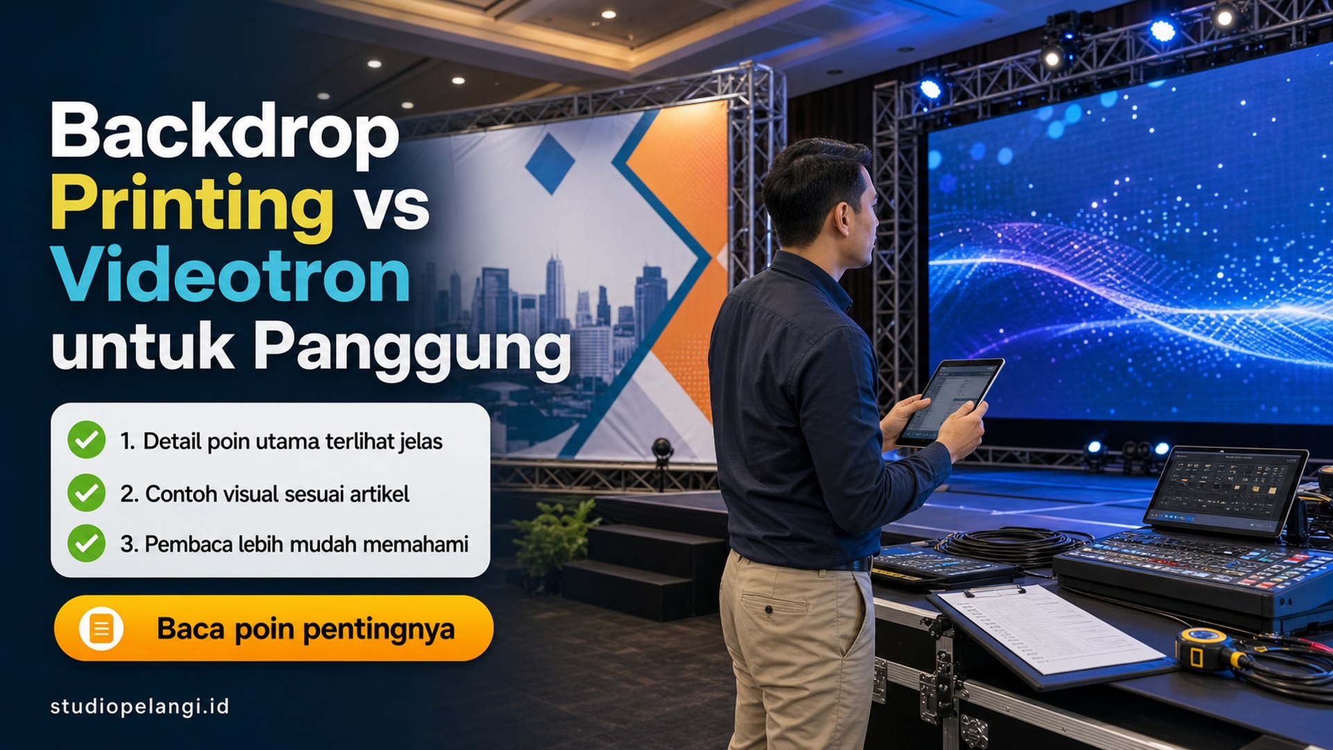 Ilustrasi jasa live streaming semarang - Backdrop Printing vs Videotron untuk Panggung