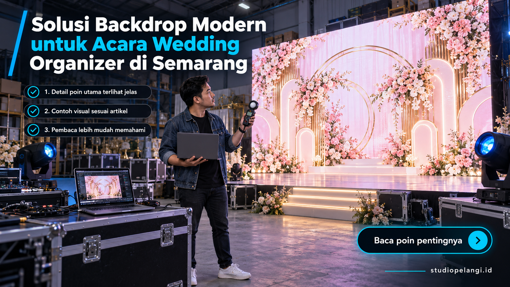 Ilustrasi jasa live streaming semarang - Solusi Backdrop Modern untuk Acara Wedding Organizer di Semarang